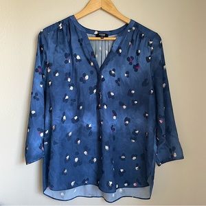 NYDJ curves 360 | 3/4 sleeve blue pintuck blouse | sz S